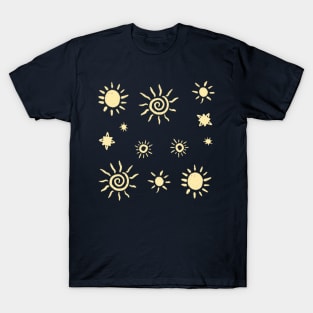 Summer Sun Doodles in pale yellow T-Shirt